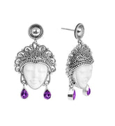 SE-5638-CO1 Sterling Silver Earring With Bone Face, Amethyst Jewelry Bali Designs Inc